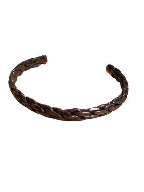 Vintage 1970s Copper Coated Braided Cuff Bracelet Adjustable